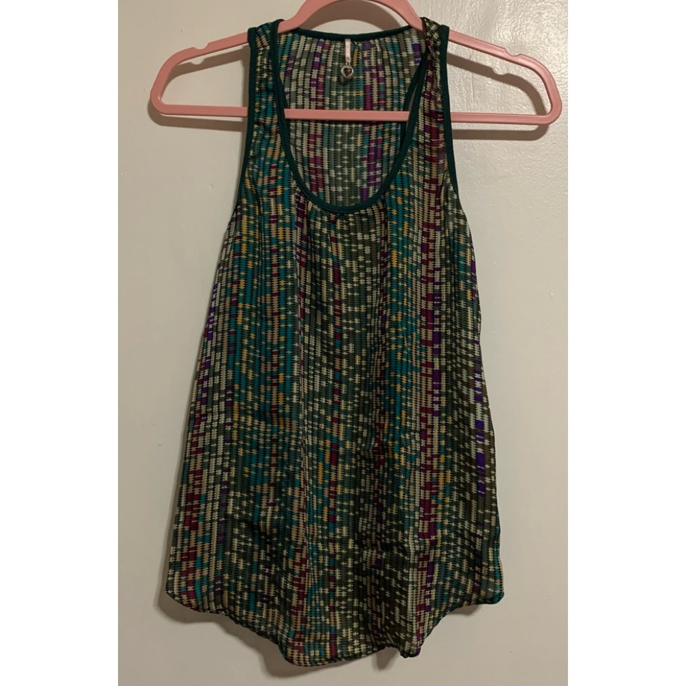 Robin K silky geometric print tank, small